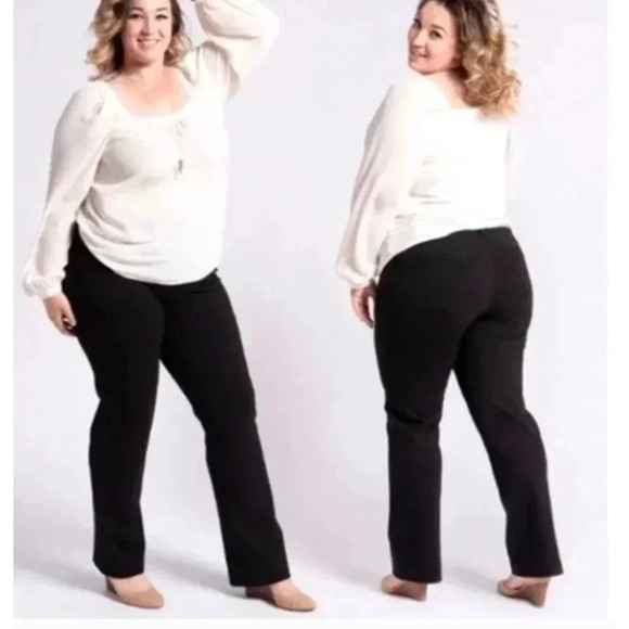 Betabrand Size 1X Petite Black Straight-Leg Classic Dress Pant Yoga Pant - Picture 1 of 5